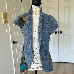 Elegant Blue Short Sleeve Cardigan